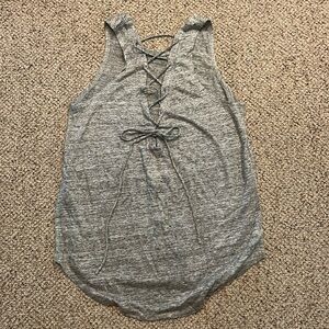 Chaser Rib Lace Up Cami Tank Gray